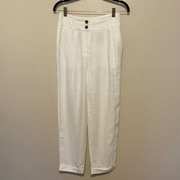 Boden Pants - BODEN Women's White 100% Linen Pants US Sz 2 Pockets Lightweight Cuffed Like New